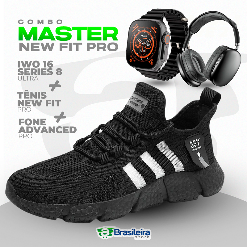 Combo 3x1 Sneaker NEWFIT PRO + IWO Series 8 ULTRA + Fone Bluetooth ADVANCED PRO | Em Oferta | Replica Primeira Linha / Até 12x no Cartão
