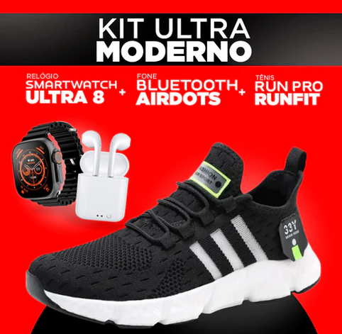 Kit IWO ULTRA [Series 8 + Tenis Sneaker Pro + Fone Bluetooth Airdots]