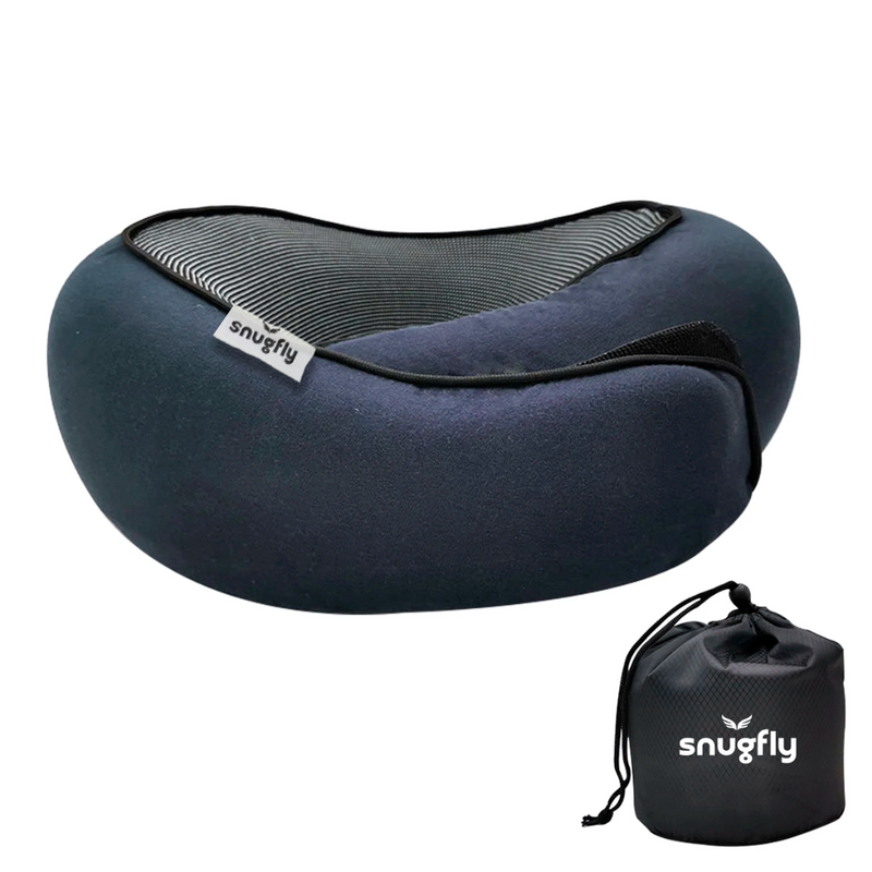 SnugFly™ – Travesseiro de Viagem Ergonômico em Viscoelástico com Suporte Cervical
