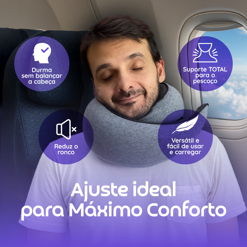 SnugFly™ – Travesseiro de Viagem Ergonômico em Viscoelástico com Suporte Cervical
