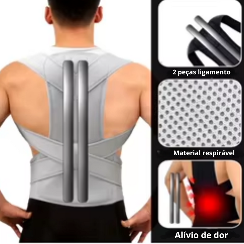 Corretor de Postura Max Pro – Suporte Ortopédico Ajustável para Coluna, Lombar e Ombros